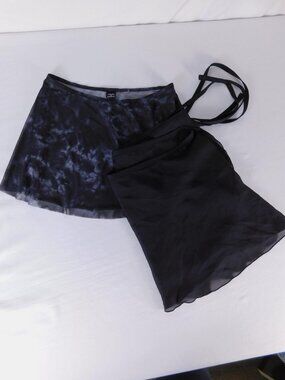 Dance Skirt Set Womens Small Black Chiffon Ballet Dance Wrap Pull On Short